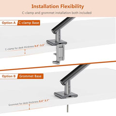 Artikel Single Monitor Desk Mount | Adjustable Heavy Duty Monitor Arm | VESA Mount with C Clamp & Grommet Mounting Base | Computer Monitor Stand (Grande Metallic, Single)