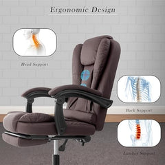 Casa Haus Italia Premium Leatherette Office Chair for Work | Boss Chair, Ergonomic Executive, Luxurious Cushioned Arms & Seat, 2 Point Back Massager, Heavy Duty Metal Base (Burgundy)