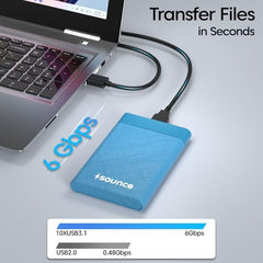 Sounce 2.5-Inch SATA to USB Type-C 3.1 External HDD/SSD Enclosure | 6Gbps UASP Speed | Tool-Free Design | Compatible with 7mm & 9.5mm Drives up to 6TB | Plug & Play | Shockproof Portable Case (Type C)