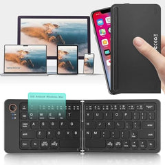 Gizmorac Foldable Keyboard Bluetooth - Portable Wireless Full-Size Folding Keyboard with Stand, Multi-Device (Connect 3) Rechargeable Slim Travel Keyboard for iPad, iPhone, Android, Windows, Laptop