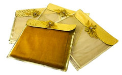 RAAHII Plastic Fabric 8 Piece Single Saree/Suit Packing Flower Flap Golden Transparent Saree Cover/Saree Bag Organizer For Wardrobe Storage Or Wedding Gifting,43 Cm,2 cm,37 cm