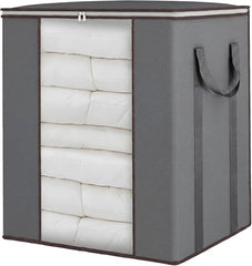 BLACKBOXES Extra Large Blanket Storage Bags 120L 2 Pack Comforter Storage Bags with Reinforced Handles Breathable Clothes Storage Containers for King Comforter Bedding Pillow Sheet Grey (Grey 2)