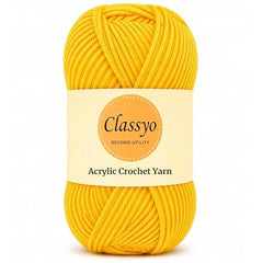 Classyo Acrylic Yarn for Crocheting (100gms x 1 Ball, 4ply) | Soft Wool Crochet Thread | Acrylic Hand Knitting Yarn | Wool for Crochet | For Sweater, Scarf, Hat, Baby Clothes, Purse, Gift Bags and DIY Crafts (Butter, Pack of 1)
