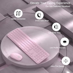 COVEVA Wireless Keyboard and Mouse Combo, 2.4GHz Wireless (Khaki)