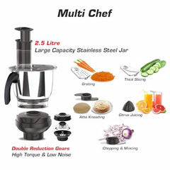 Vidiem Vstar Adc Blu Mixer Grinder 717 A|750 Watts|5 Jar In-1 Juicer|5 Leakproof Jars With Self-Lock, Wet And Dry, Chutneys & Curries|ABS Body|5 Year Warranty On Motor & 2 Year Product Warranty, Blue