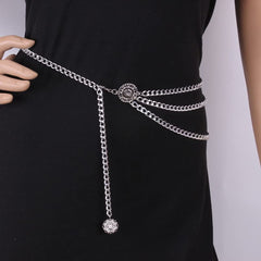 SYGA Women's Metal Waist Chain Dress Decorative Chain Adjustable Waist Thin Belt(Silver)