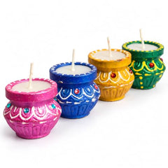 BUC Tulsi Diya for Diwali Decoration | Colourful Wax Candle | Set of 24 | Tulsi Shape Wax water bowl floaters | Festive home decor & gifting under budget | diwali decoration for home | fancy diyas