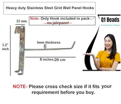 Q1 Beads 12 Pcs 4 inch Stainless Steel Gridwall Panel/Mesh/Jali/Grid Display Hook Hanger for Showroom, Mobile Shops,Supermarket Hanging in Garment & Grocery Shops etc.(Chrome) (4 inches)