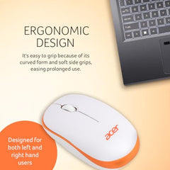 acer Flow Wireless Mouse | 1600 DPI Optical Sensor | 2.4GHz Wireless with USB Nano Receiver | Ergonomic Lightweight Design | Smooth Tracking for Laptop, PC & Mac – White/Green