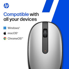 HP 240 Bluetooth Mouse/Ambidextrous; Compact Size; Portable Mouse/Red Optical Tracking/1600 dpi/3 Years Warranty/Pike Silver (43N04AA)