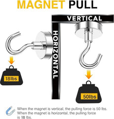 DIYMAG Magnetic Hooks 15pcs 30lbs Cruise Essentials 2026 Magnet Hook | Neodymium Heavy Duty Strong Magnets Hanging Ship Cabins Refrigerator Fridge Classroom Beach Vacation Kitchen Grills Home Tool