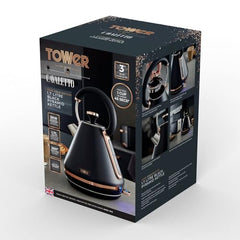 Tower Electric Kettle 1.7L Metal Body Auto Shut-Off 360° Base Blue | 1.7L capacity, 1350W rapid boil, full metal body, auto shut-off and boil-dry protection, 360-degree swivel power base