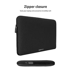 Amazon Basics laptops Sleeve Case Cover Pouch for 13"/33 cm for Men and Women | Slim Profile Neoprene, Soft Puffy Fabric Lining, 360 Protection, Smooth and Premium Zipper (Black)