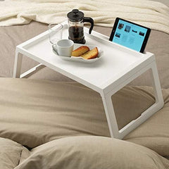 Ikea polypropylene&plastic Foldable Bed Tray,Multipurpose Tray For Food,Laptop Table For Study,Work 56X36X26 Cm (White)