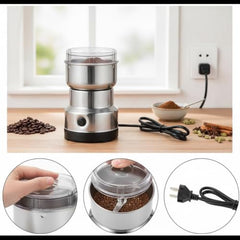 Electric Mini Mixer Grinder Machine Stainless Steel, Coffee Bean Grinder & Masala Chopper With Blade, Push Button, Corded Mini Blender for Spices, Herbs, Nuts, Grains and Kitchen Use