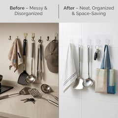 SIGNAMIO 6 Hook Shelf Adhesive Strip Wall Hanging Sticky Hook Black