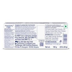 Sensodyne Toothpaste Rapid Relief | Fast Sensitivity Relief Tooth Paste Combo Pack - 160gm (80gm x 2) | Fresh Taste | Dentist Recommended