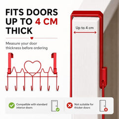 Udyanika Premium Heart Design Over Door Hanger | Door Hangers For Clothes No Hole Drilling | Portable Cloth Hanger (Red)