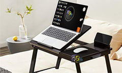 Brown Art Shoppee Laptop Table Adjustable Fold-able Coffee Table with one Drawer and I Ped Stand (Brown)