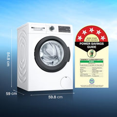 Bosch 12 kg 5 Star Front Load Fully Automatic Washing Machine, AI ActiveWater, Inbuilt heater, Antibacterial Tech, 14 Wash Programs, 66L Large Drum, SoftCare Paddle, White, WGA27400IN (2026 Model)