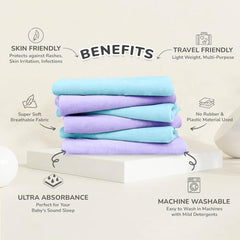 R for Rabbit Waterproof Quick Dry Sheet for Baby | Anti-Piling Fleece Breatheable Fabric Extra Absorbent Instant Dry Baby Bed/Cot Protector Mat (Size-S,Green-Grey,Pack of 2 Combo)
