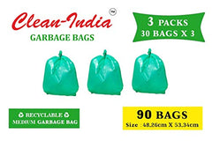 Clean India - Plastic Garbage Bags|6 Packs Of 30 Pcs | 19X21 Medium Disposable Garbage Trash Waste Dustbin Bags Of 54Cm X 48Cm (Ci19210008) - 180 Count