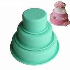 Syga 3 Piece Nonstick Round Silicone Cake Pop Baking Molds Set for Cake/Pies/Bread/Ice Cream Kitchen Craft Tool_Cyan