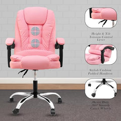 Casa Haus Italia Premium Leatherette Office Chair for Work | Boss Chair, Ergonomic Executive, Luxurious Cushioned Arms & Seat, 2 Point Back Massager, Heavy Duty Metal Base (Burgundy)