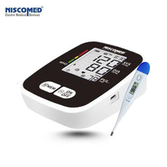 NISCOMED PW-221 Digital LCD Display BP Check Machine For Home | Fully Automatic Upper Arm Style BP Monitor | With USB Cable & AAA Battery | Memory 99 x 2 Users With Digital Thermometer