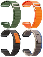 AMiRiTE G/Hook & Loop Bands / Straps - 22MM Nylon Alpine - Compatible with Noise, Huawei, Honor & OnePlus Smart Watches (GREEN, BLACK, BLUE, COMBO OF 4)