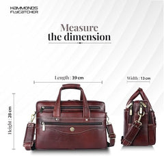 Hammonds Flycatcher Genuine Leather 15.6 Inch Laptop Office Bag for Men | 15.6” Padded Laptop Sleeve| 3 Zip Pockets| Detachable & Adjustable Strap| Pen,Wallet & Mobile Pocket |Durable|1 Year Warranty
