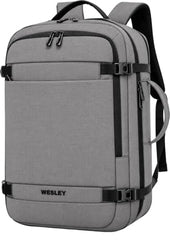 Wesley Luxur 45 Ltrs Overnighter Expandable Travel Laptop Backpack, Flight Cabin Approved Carry On with 16 inch Laptop Compartment, Anti Theft feature business/Travel/Weekender/college Charcoal Black
