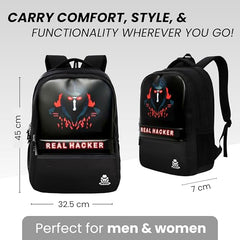 HACKER Laptop Backpack for Men & Women | Stylish Spider Printed Backpack | Durable School, College & Office Bag | Spacious Travel Backpack with Padded Laptop Compartment & Adjustable Straps