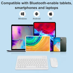 Bluetooth Keyboard and Mouse Combo Ultra-Slim Portable Rechargeable Compact Wireless Mouse Keyboard Set for Pad/iPad Pro/iPad Mini/iPad Air Mac OS,Android Windows iOS and Above(White)