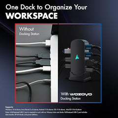 Type C 14 in 1 Wozoyo Docking Station, PD 100W, 2X4K@60Hz HDMI,4K DisplayPort, 2XType-C 10Gbps, USB 10Gbps, Gigabit Ethernet, AUX Port,Universally Compatible Thunderbolt 4,macOS,Windows,Android & iOS