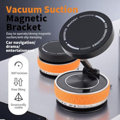(1 Year Warranty) 360° N52 Strong Magnetic Vacuum Phone Holder, Strong Suction Mobile Mount for Car Dashboard, Windshield, Mirror & Smooth Surfaces, Hands-Free Universal Smartphone Holder - Black