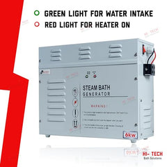 HI-TECH BATH SOLUTION Steam Bath Generator 6 Kw For Bathroom, Gym, Spa, Hotel | Mild Steel 304 With Digital Control Panel, Water Filter, Auto Drain, Auto Time & Temp Machine