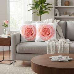 MOMISY Decorative Polyester Home Sofa Bedside Cushion Throw Pillow Covers, 45 x 45 cm, Pack of 2 (Rose-Big-2)