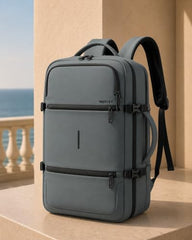 Wesley Luxur 45 Ltrs Overnighter Expandable Travel Laptop Backpack, Flight Cabin Approved Carry On with 16 inch Laptop Compartment, Anti Theft feature business/Travel/Weekender/college Charcoal Black