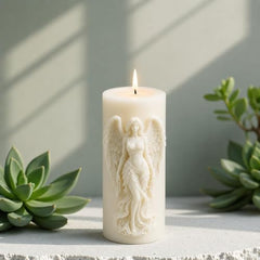 Decorative Fragrance Candle with Raised 3D Ivory Swirl Pillar Artwork | Long Burning Scented Candle for Home Décor, Living Room, Bedroom, Meditation Space, Table Decoration & Gift