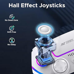 Ant Esports GP400 RGB 3-Mode Wireless Gaming Controller,1000Hz HallSense Precision Joysticks|PC,PS4,Android, iOS, Steam Deck & Switch |Bluetooth & 2.4GHz Wireless| Dual Vibration |Motion Control|White