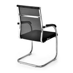 GOYALSON Visitor Chair Leather Back and Cushioned seat Chrome Base Suitable for Reception Home Conference Room Study Computer Restaurant Chair (1 Leather Back, z Black, Standard)