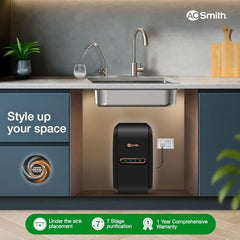 AO Smith Z2+ Luxe (Midnight Black) RO Under sink Water Purifier | UTC | 7-Stage Purification | 2x Water Savings | Goodness of Copper