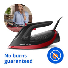 Philips DST6130/40 Steam Iron, Black and Red | 2800W, No Burns Guaranteed, 50 gm/min Steam, 220 gm Ultra Steam Boost, 6 Layer SteamGlide Plus Soleplate