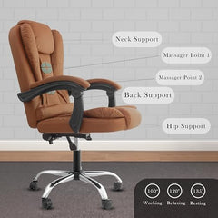 Casa Haus Italia Premium Leatherette Office Chair for Work | Boss Chair, Ergonomic Executive, Luxurious Cushioned Arms & Seat, 2 Point Back Massager, Heavy Duty Metal Base (Burgundy)