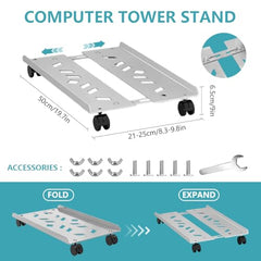 ZORBES Mobile CPU Stand Under Desk, Adjustable PC Holder with Wheels