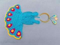 MOMISY Newborn Photography Props Baby Girl Photo Props for Infant Hand Crocheted Peacock dress with headband- Blue