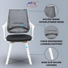 MRC Mono Ergonomic Office Chair (Mid-Back) – Revolving Breathable Mesh Desk Chair for Work from Home & Study–Lumbar Support & Heavy Duty Nylon Base (Grey & White)