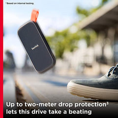 SANDISK 1TB Portable SSD, 800MB/s R, USB 3.2 Gen 2, Rugged SSD with Upto 2 Meter Drop Protection, Type-C to Type-A Cable, PC & Mac Compatible, 3 Y Warranty, External SSD (SDSSDE30-1T00-G26)