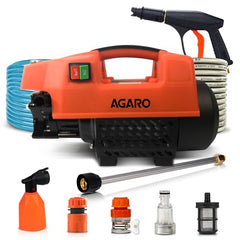 AGARO Supreme High Pressure Washer, Car Washer, 1800 Watts Motor, 120 Bars, 6.5L/Min Flow Rate, 8 Meters Outlet Hose, Portable, Car, Bike & Home Cleaning,Orange